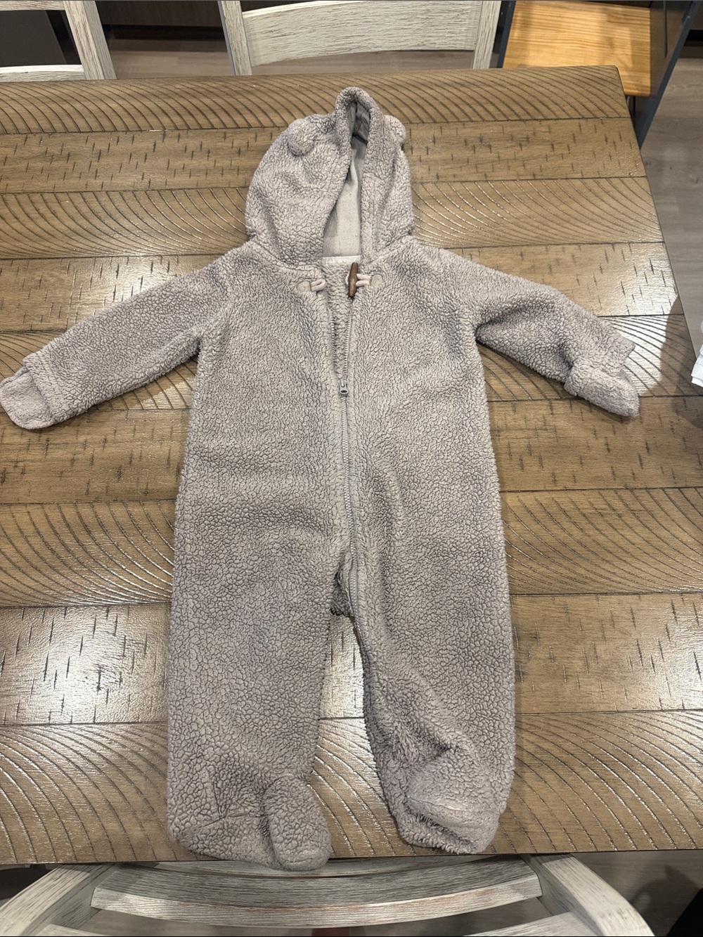 carter's Hooded Fleece Footie Gray Baby 9 Months Like New